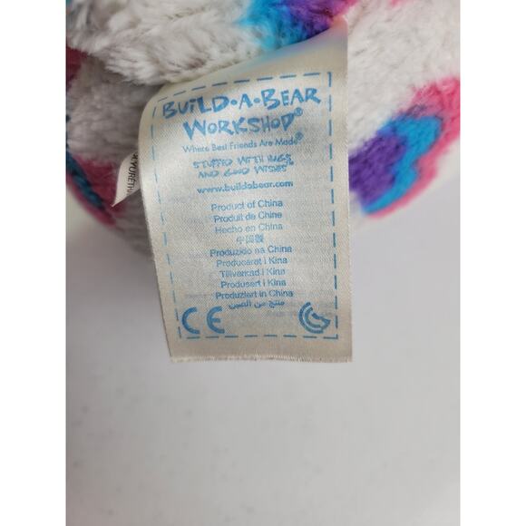 Build A Bear BAB 2014 Blue Pink Heart Spotted Bear Plush Stuffed Animal Toy 17" - Picture 8 of 8